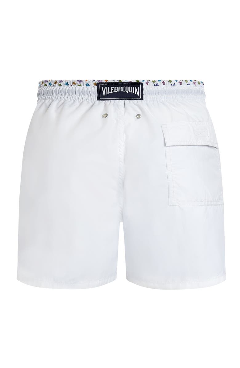 Vilebrequin Men Swim Shorts Bicolor Micro Ronde des Tortues, Alternate, color, White