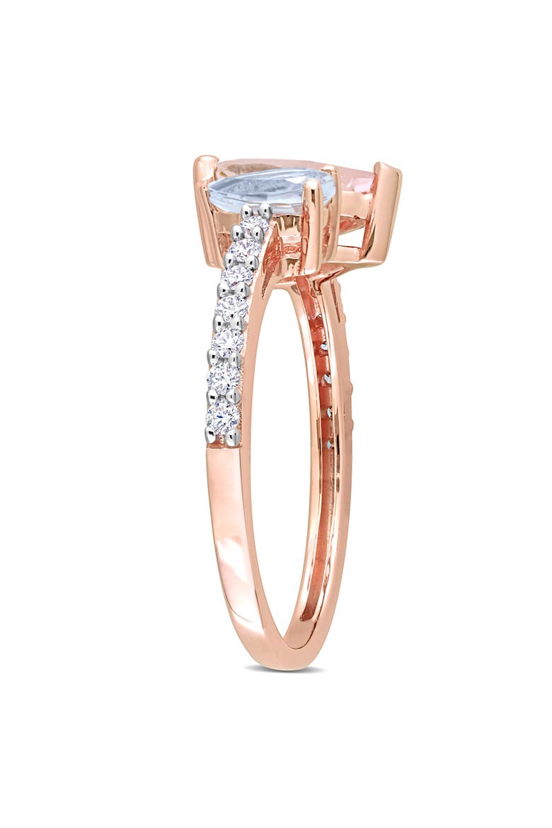 Morganite Aquamarine & Diamond 2-Stone Ring 14k, Alternate, color, Rose Gold