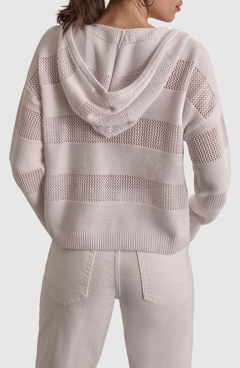 DKNY Jeans Cotton Stripe Hooded Sweater, Alternate, color, White/ White