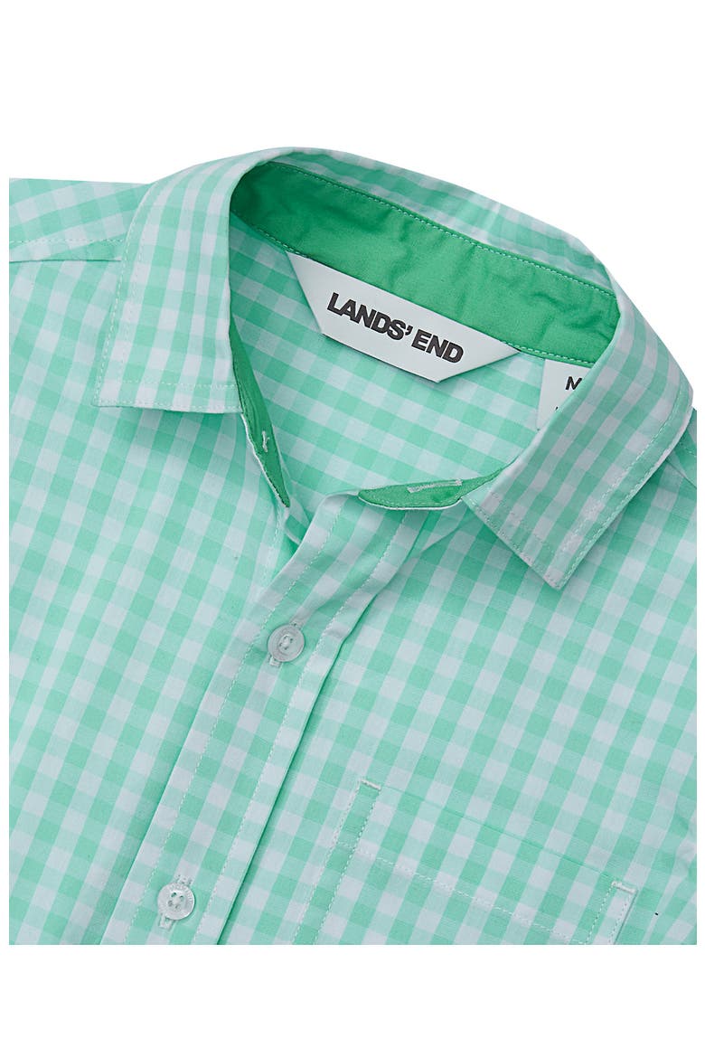 Kids Short Sleeve Poplin Camp Shirt, Alternate, color, Mint Gingham