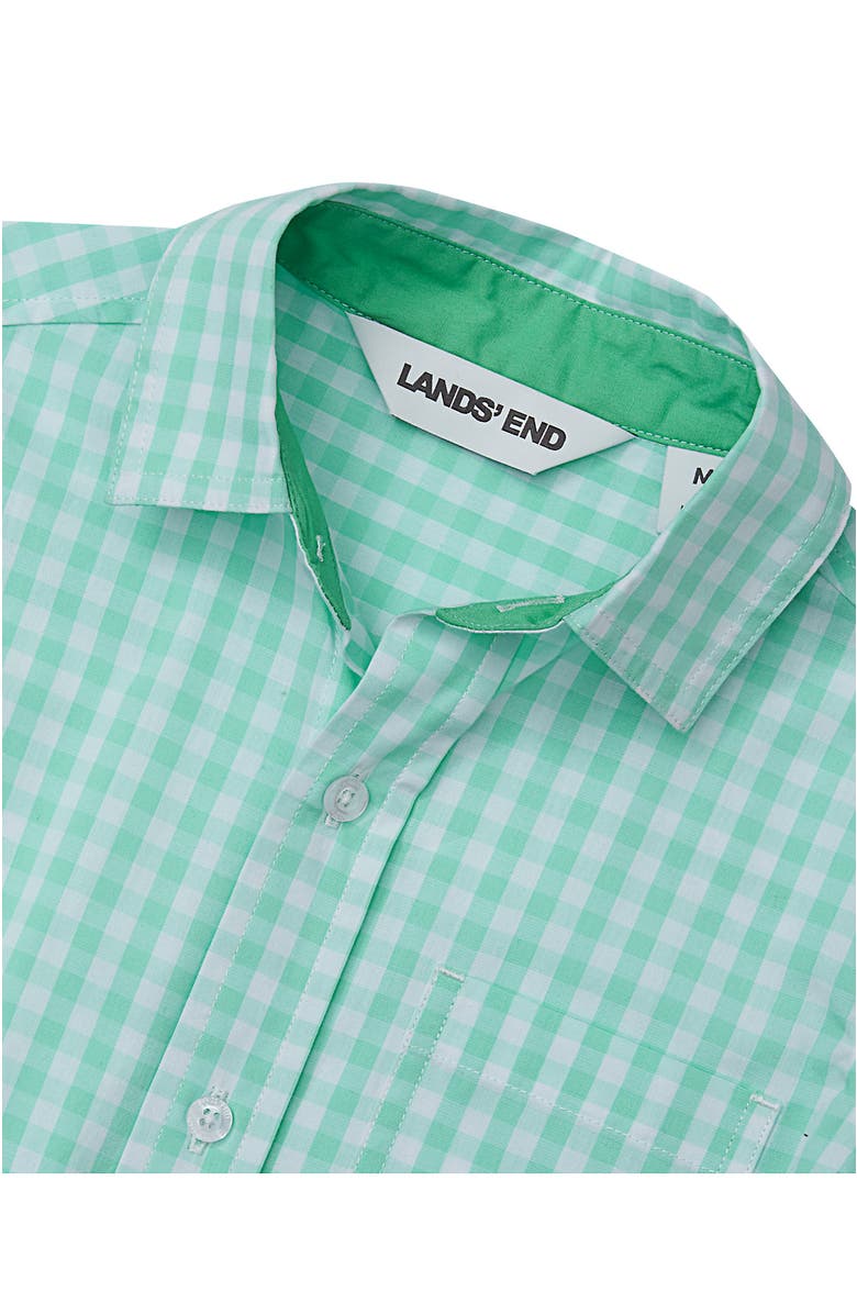 Lands' End Kids Short Sleeve Poplin Camp Shirt, Alternate, color, Mint Gingham