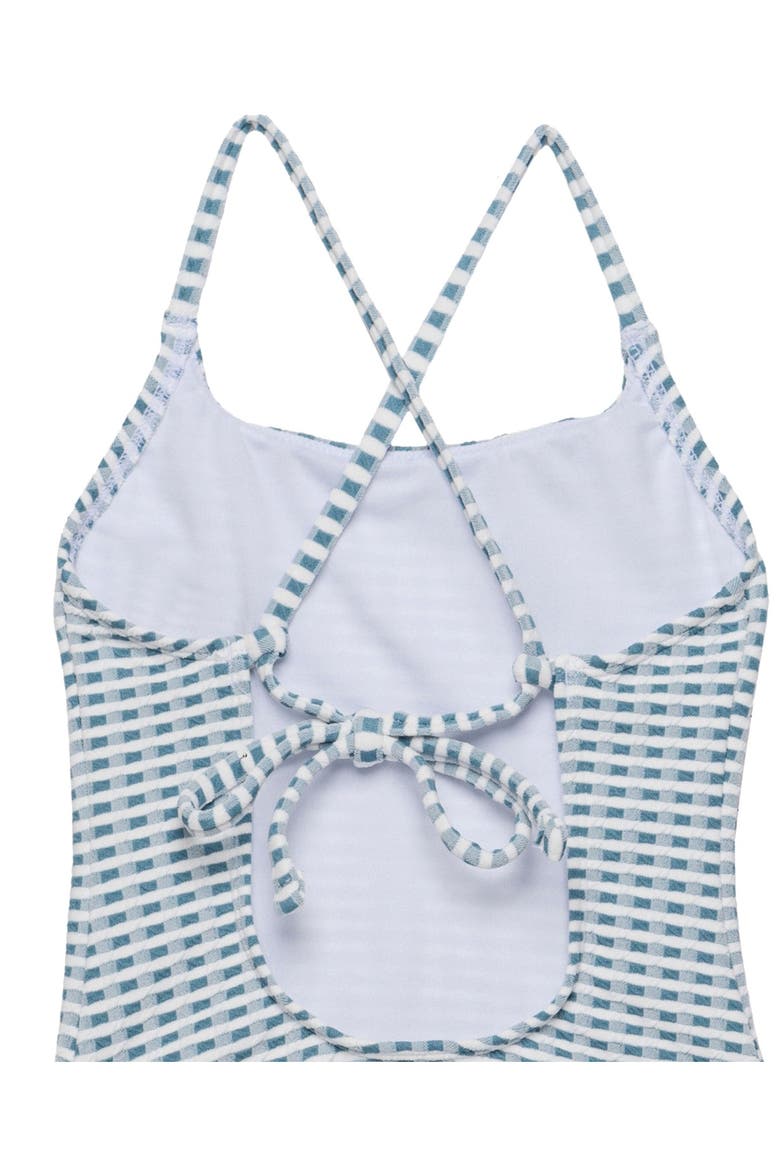 Forever Gingham Textured Criss Cross Back Adjustable One Piece, Alternate, color, Green