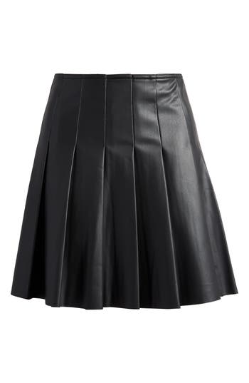 Topshop Pleated Faux Leather Miniskirt