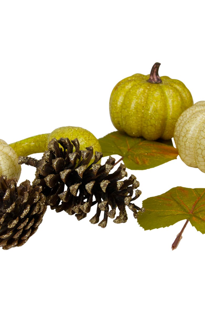 Northlight Crackled and Glittered Fall Harvest Pumpkin and Pine Cone Decoration Set - Set of 12, Alternate, color, 