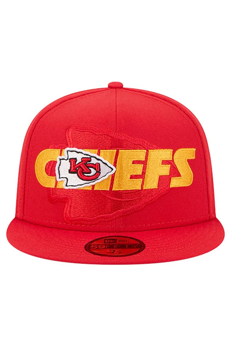 Men's New Era  Red Kansas City Chiefs Overlap Wordmark 59FIFTY Fitted Hat, Alternate, color, Red