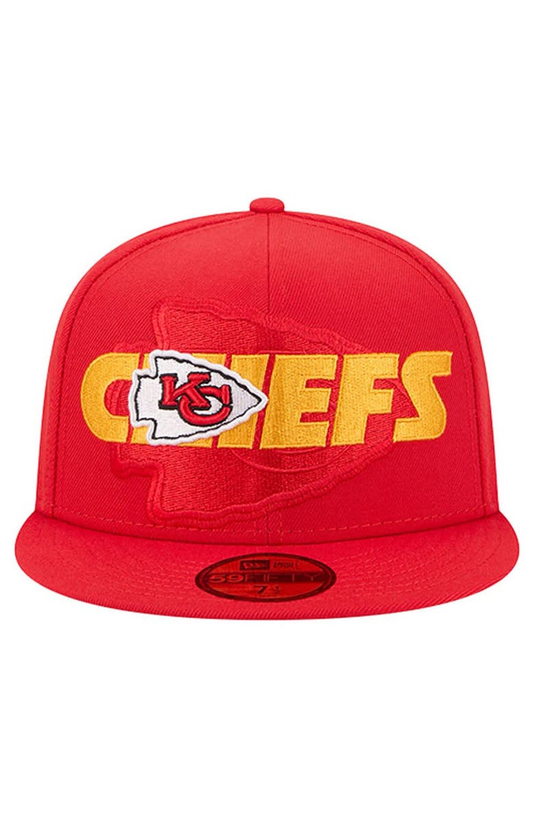 New Era Men's New Era  Red Kansas City Chiefs Overlap Wordmark 59FIFTY Fitted Hat, Alternate, color, Red