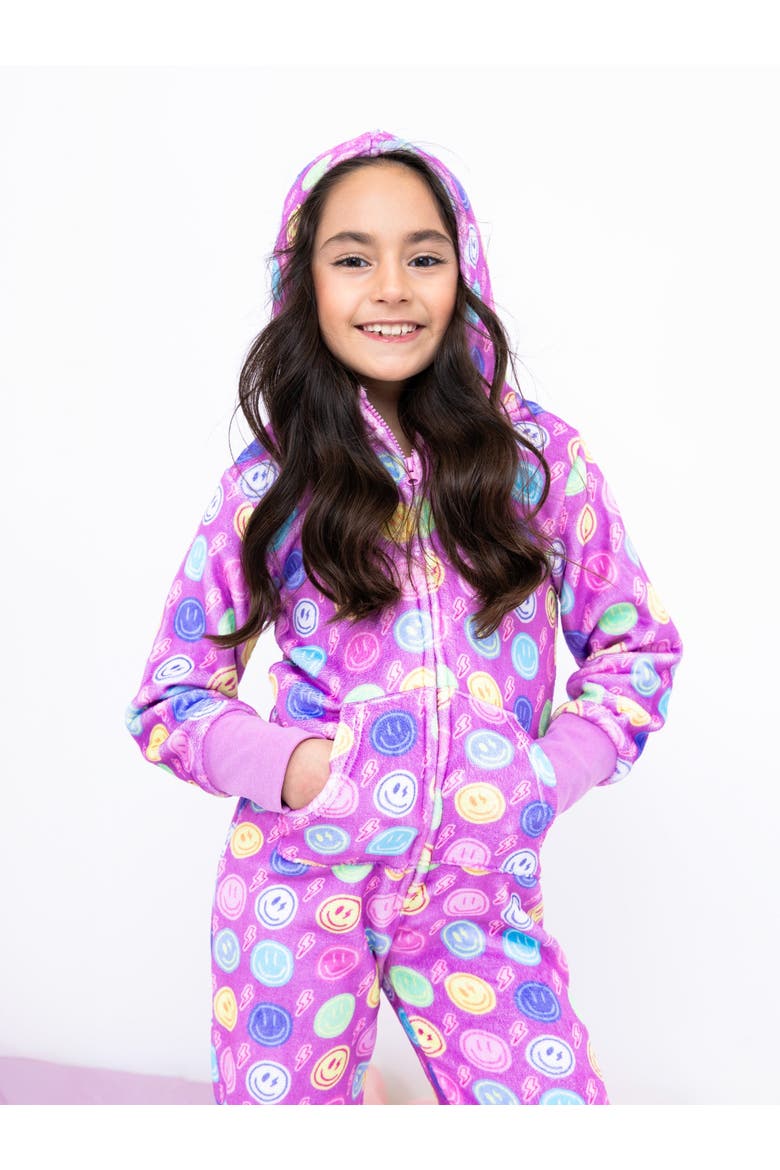 Plush Smiley Faces loungewear jumpsuit, Alternate, color, Multicolor