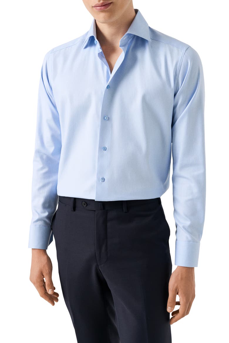 Slim Fit Cotton Twill Dress Shirt, Main, color, LIGHT BLUE