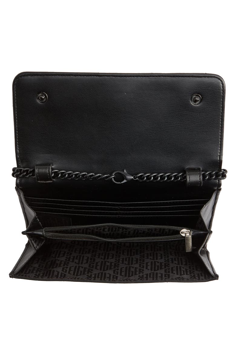 Soho Drench Leather Wallet on a Chain, Alternate, color, BLACK