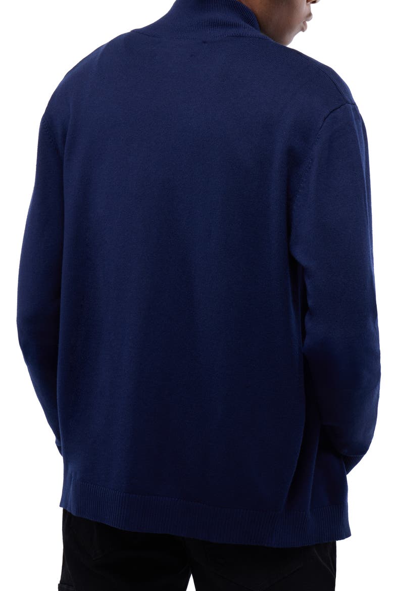 Mock Neck Full Zip Sweater, Alternate, color, NAVY