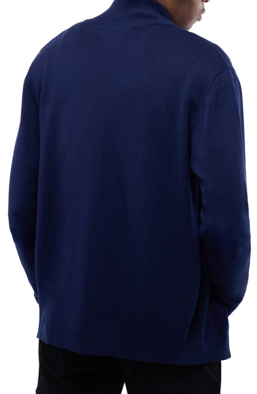 X-ray Xray Mock Neck Full Zip Sweater In Navy
