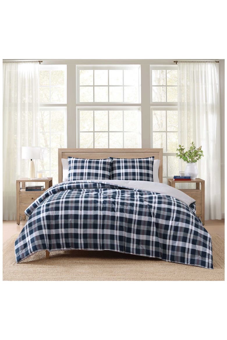 Dream Madras Cotton Percale Comforter & Shams Set, Alternate, color, DARK BLUE