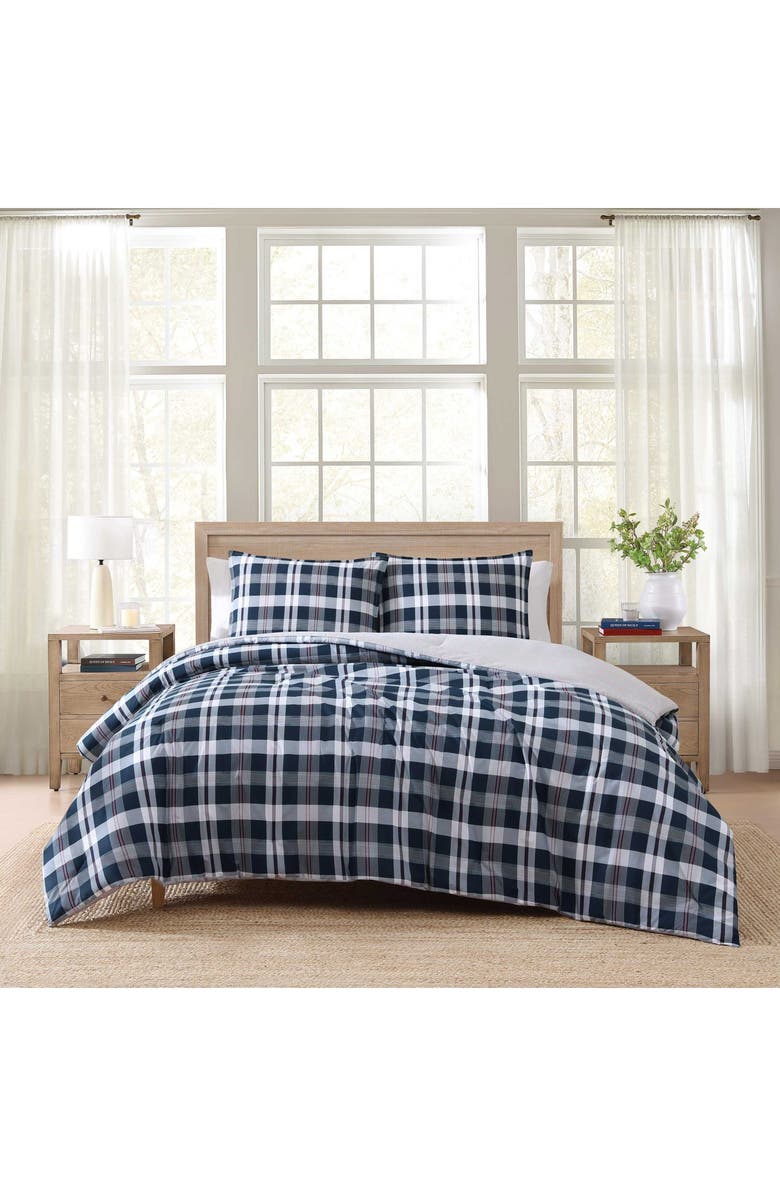 Tommy Hilfiger Dream Madras Cotton Percale Comforter & Shams Set, Alternate, color, Dark Blue