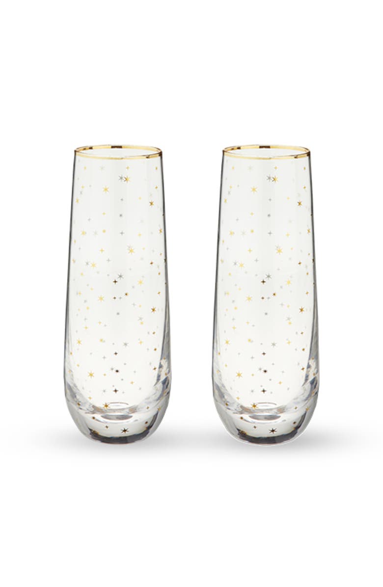 TWINE Starlight Stemless Champagne Flutes Set of 2, Alternate, color, Gold