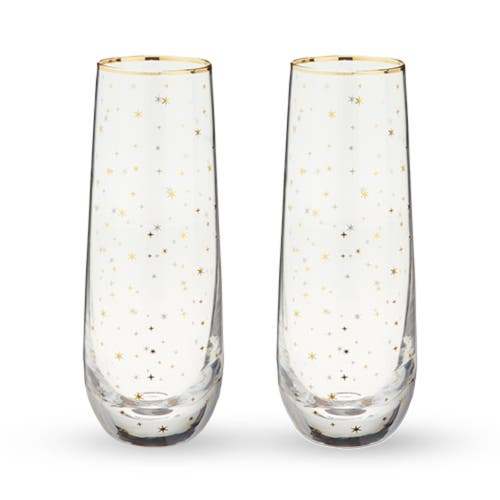 Twine Starlight Stemless Champagne Flute Set In Gold