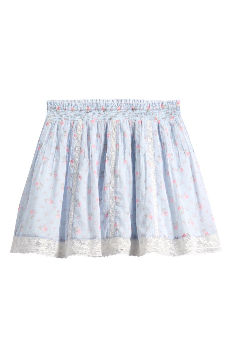 LoveShackFancy Kids' Solena Floral Cotton Skirt, Main, color, Chapparal Blue