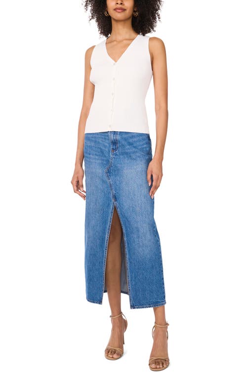 Vince Camuto Rib Button-up Vest In Antique White