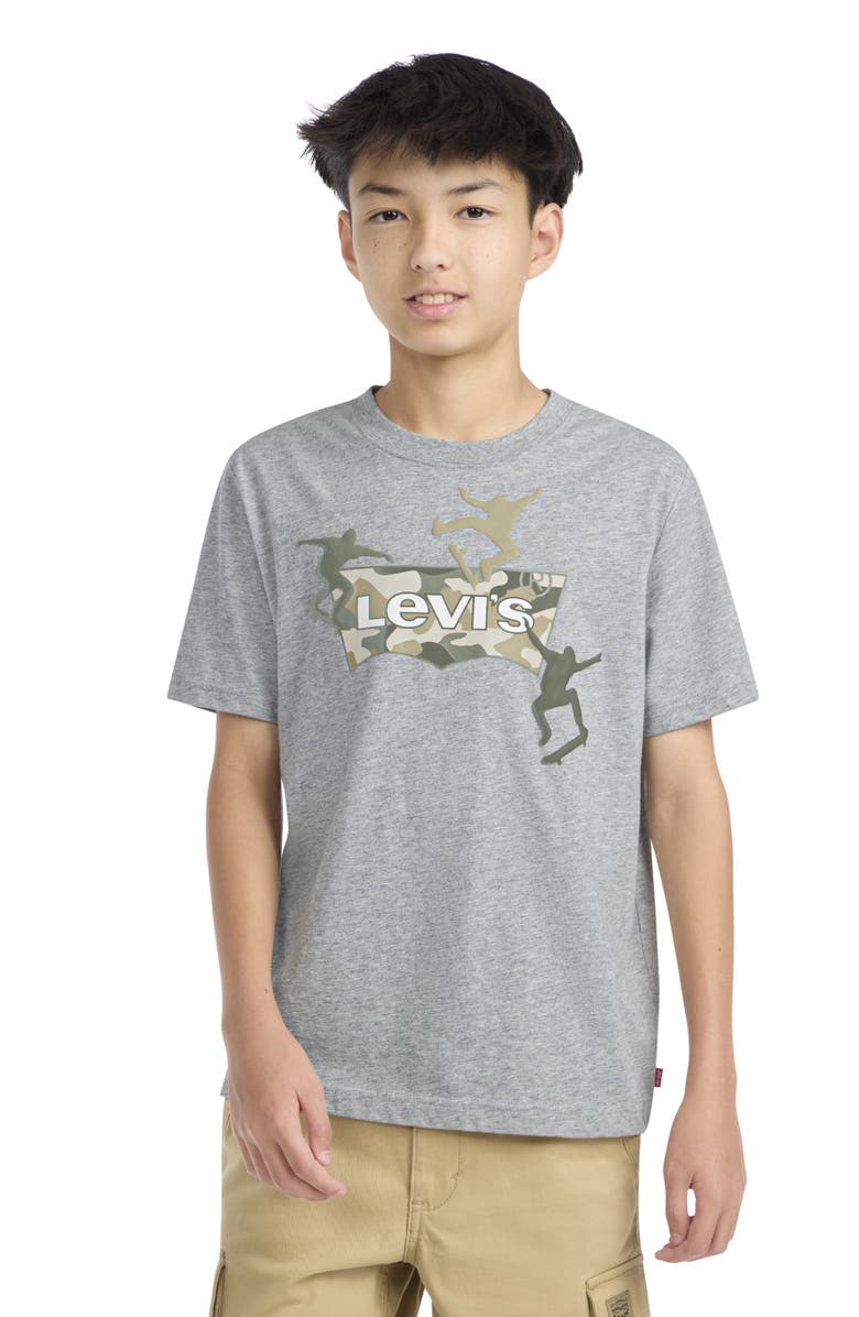 Levi's Kids' Skate Camo Batwing T-Shirt, Alternate, color, Grey Heather