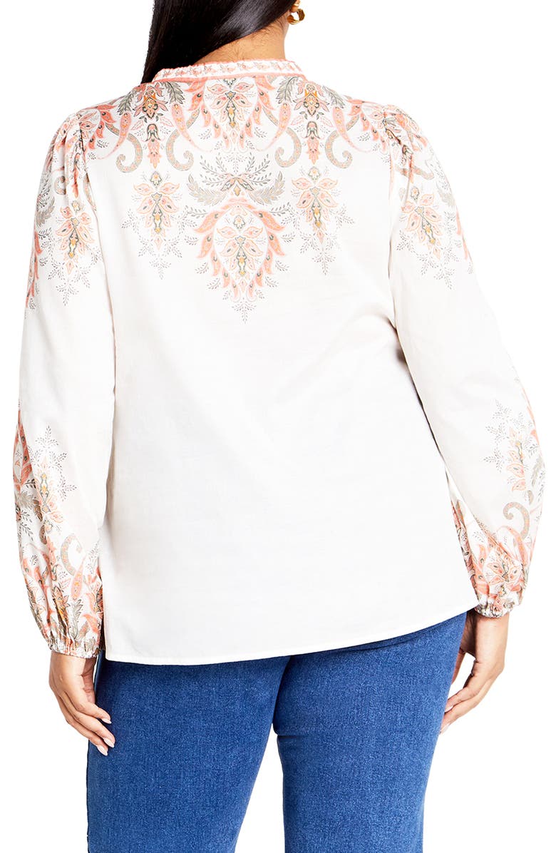 City Chic Chloe Placed Floral Print Button-Up Shirt, Alternate, color, 