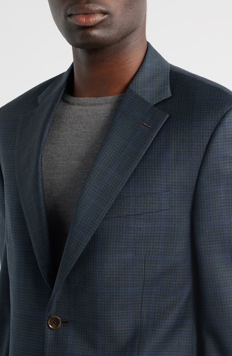 Peter Millar Flynn Classic Fit Dark Green Check Wool Sport Coat, Alternate, color, Green