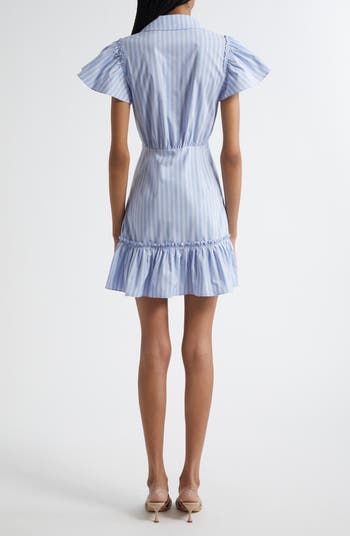 Lila Stripe Asymmetric Ruffle Minidress