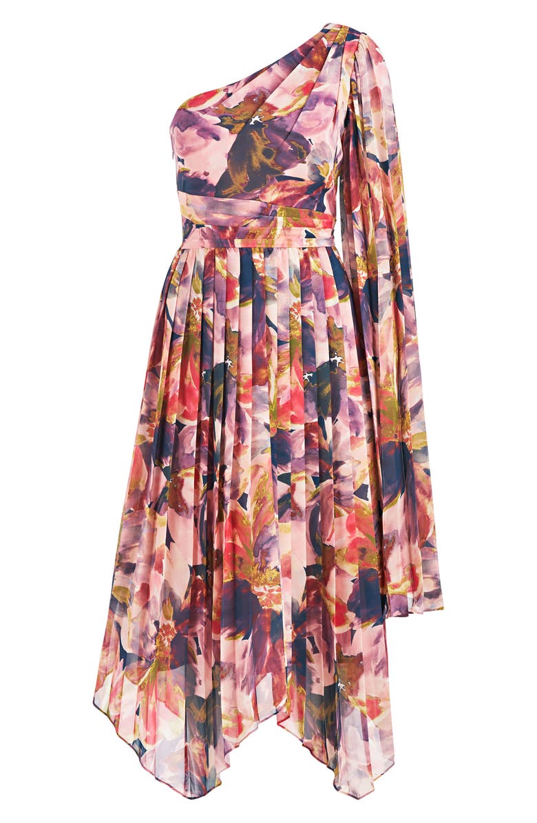 Kay Unger Lilah Floral One-Shoulder Chiffon Gown, Alternate, color, 