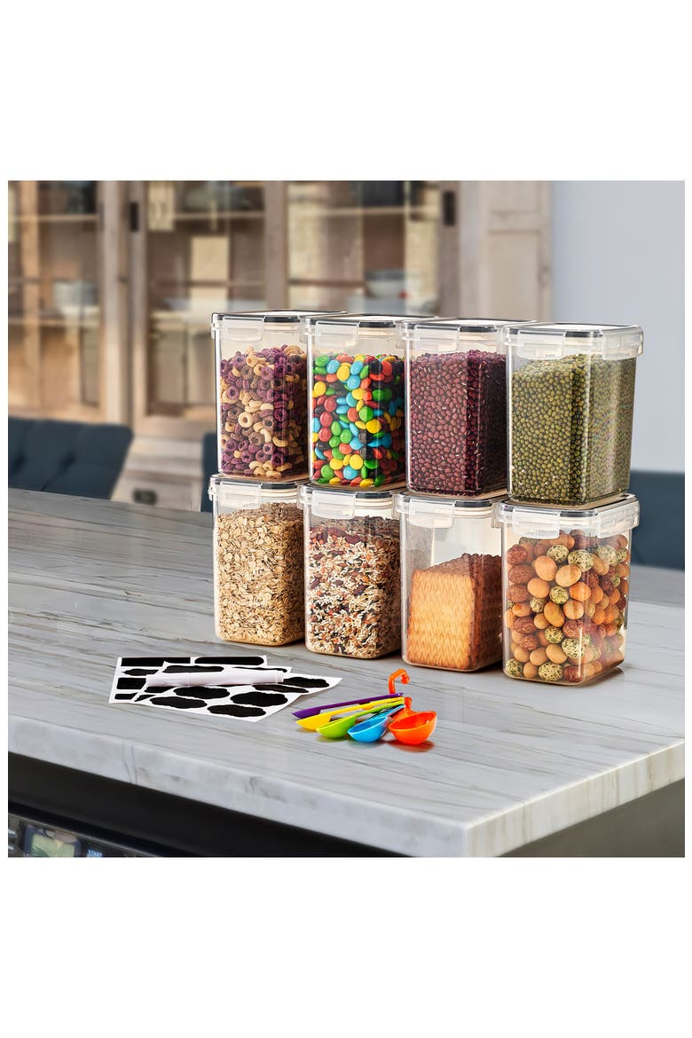 8-Pack Airtight Dry Food Storage Containers, Alternate, color, CLEAR
