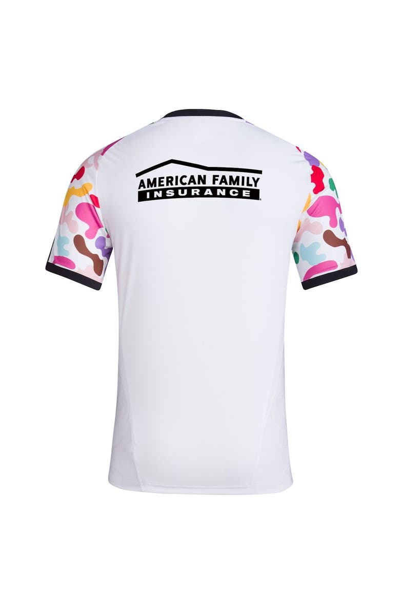 Men's adidas White Atlanta United FC 2023 Pride Pre-Match Top, Alternate, color, White