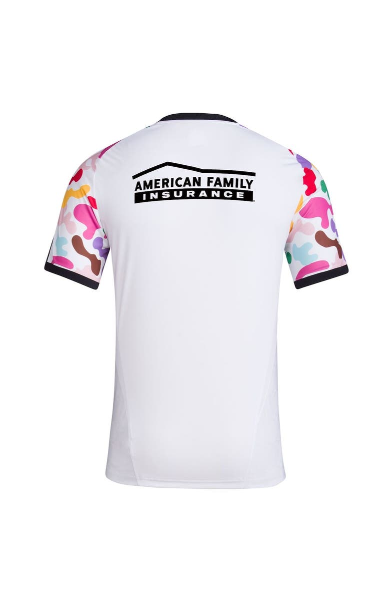 adidas Men's adidas White Atlanta United FC 2023 Pride Pre-Match Top, Alternate, color, 