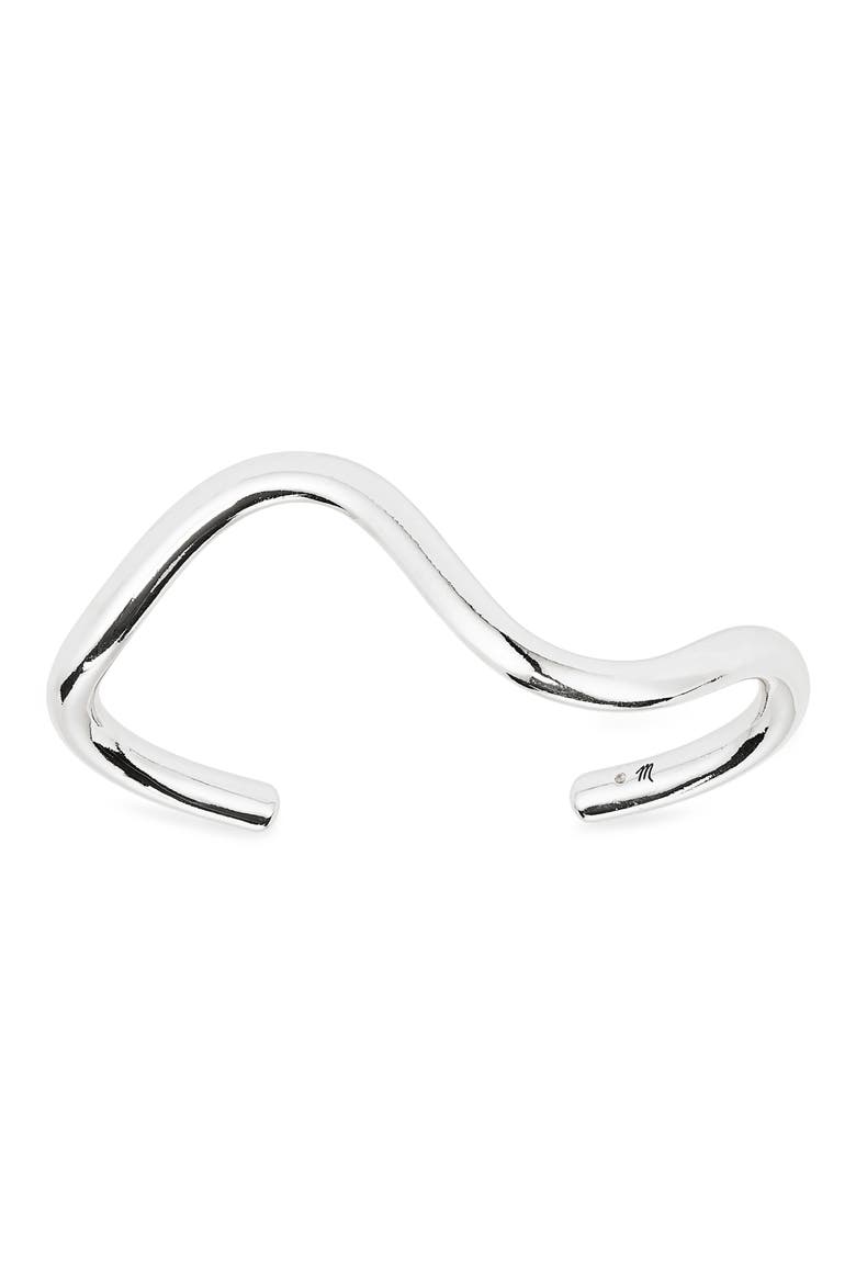 Wavy Cuff Bracelet, Main, color, WARM SILVER