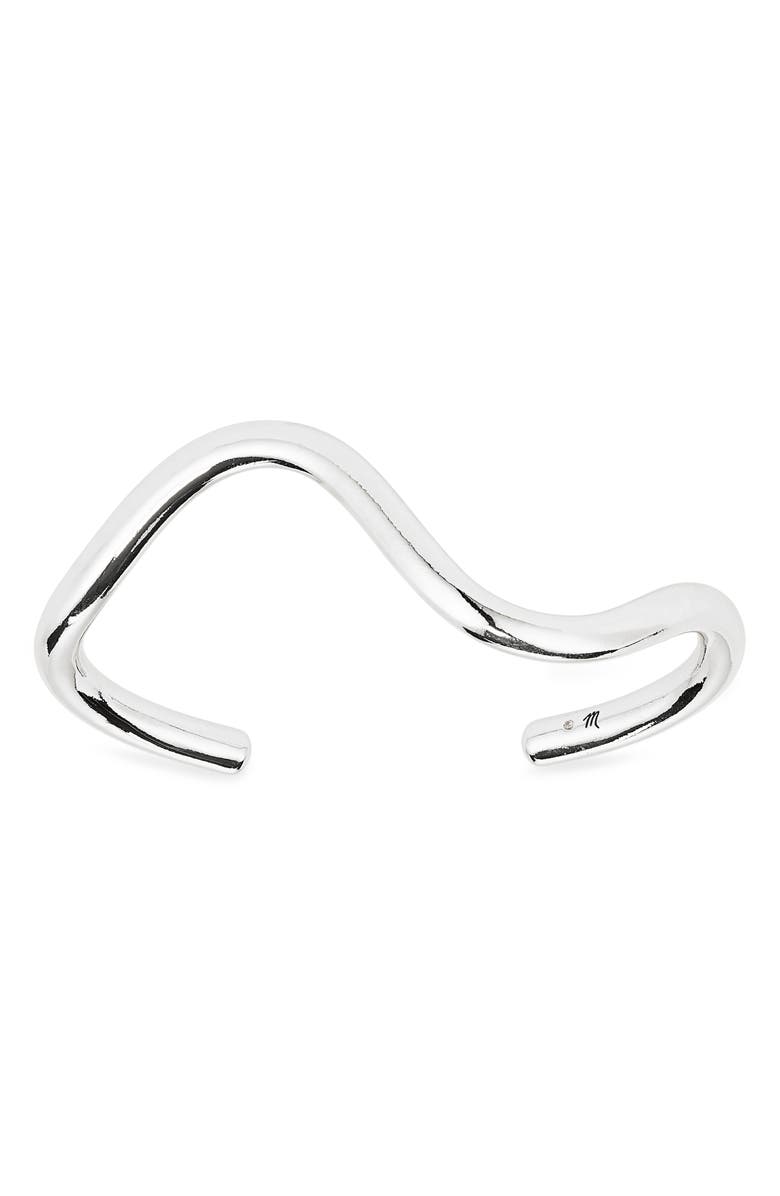 Madewell Wavy Cuff Bracelet, Main, color, Warm Silver