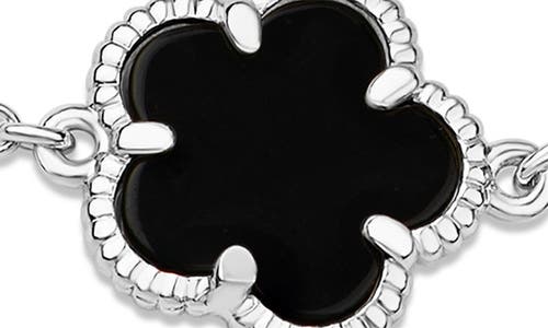 Cz By Kenneth Jay Lane Pavé Cubic Zirconia & Onyx Clover Charm Bracelet In Multi