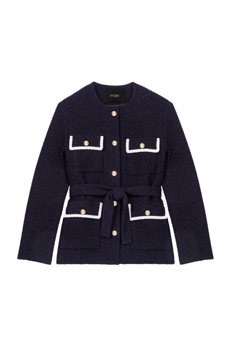 4-pocket tweed jacket, Alternate, color, Navy