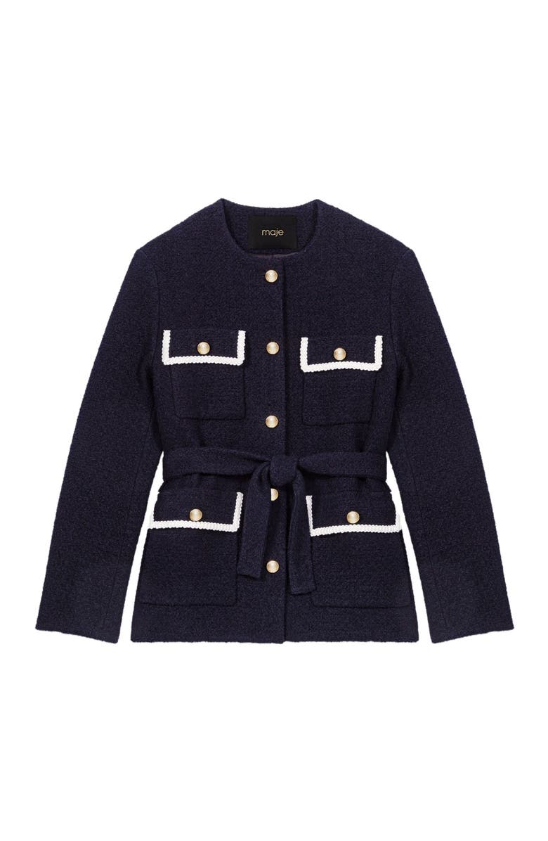 maje 4-pocket tweed jacket, Alternate, color, Navy