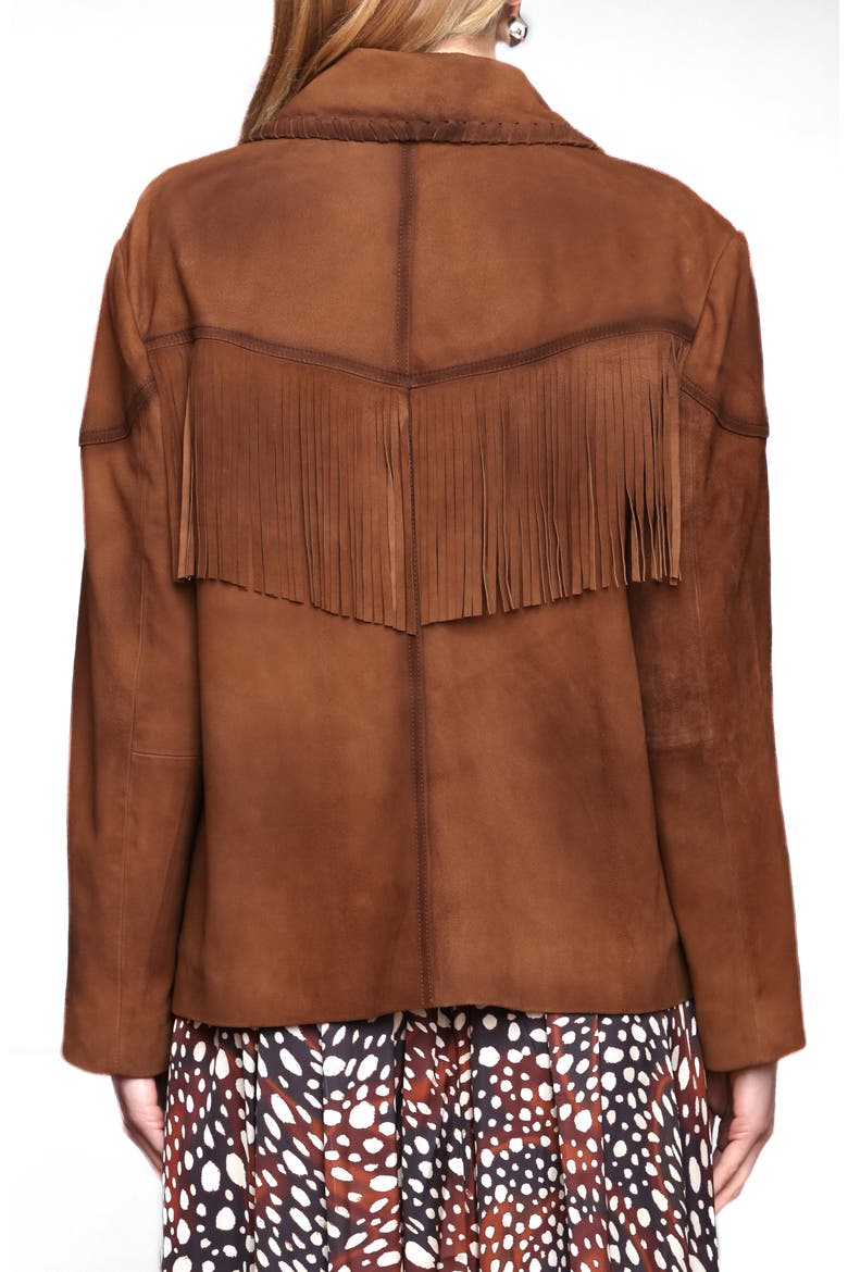 Fringe Genuine Suede Blazer, Alternate, color, BOURBON