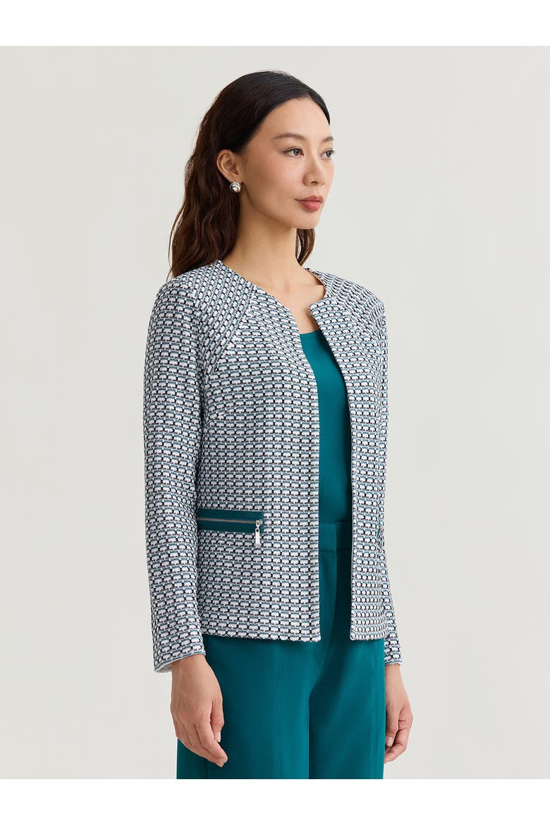 Heritage Tri-Color Basketweave Knit Jacket, Alternate, color, Spruce/White/Black