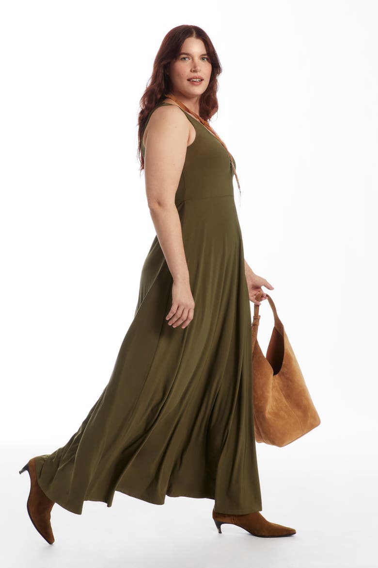 Sleeveless Sweetheart Knit Maxi Dress, Alternate, color, DARK OLIVE GREEN