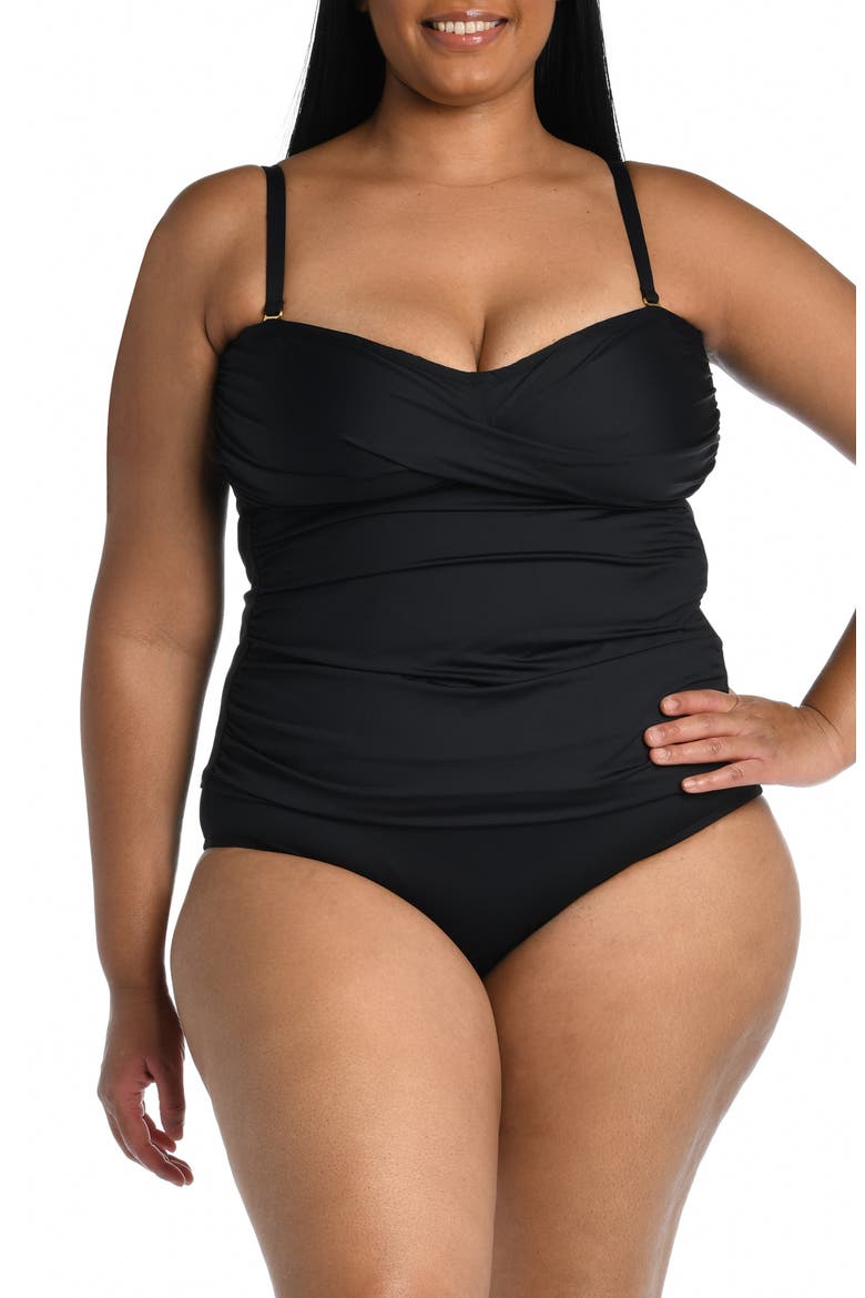 Island Goddess Twist Tankini Top, Main, color, BLACK