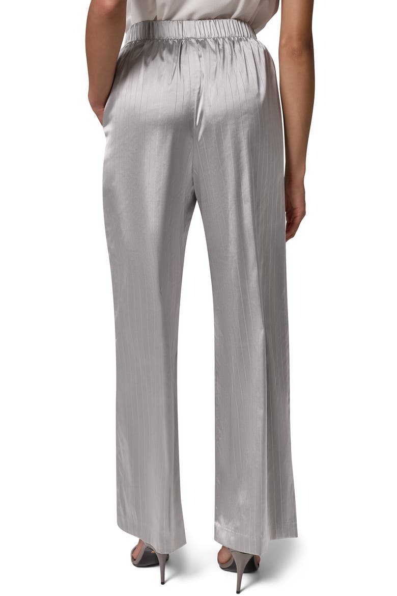 Metallic Pinstripe Pull On Wide Leg Pants, Alternate, color, GREY/ SILVER
