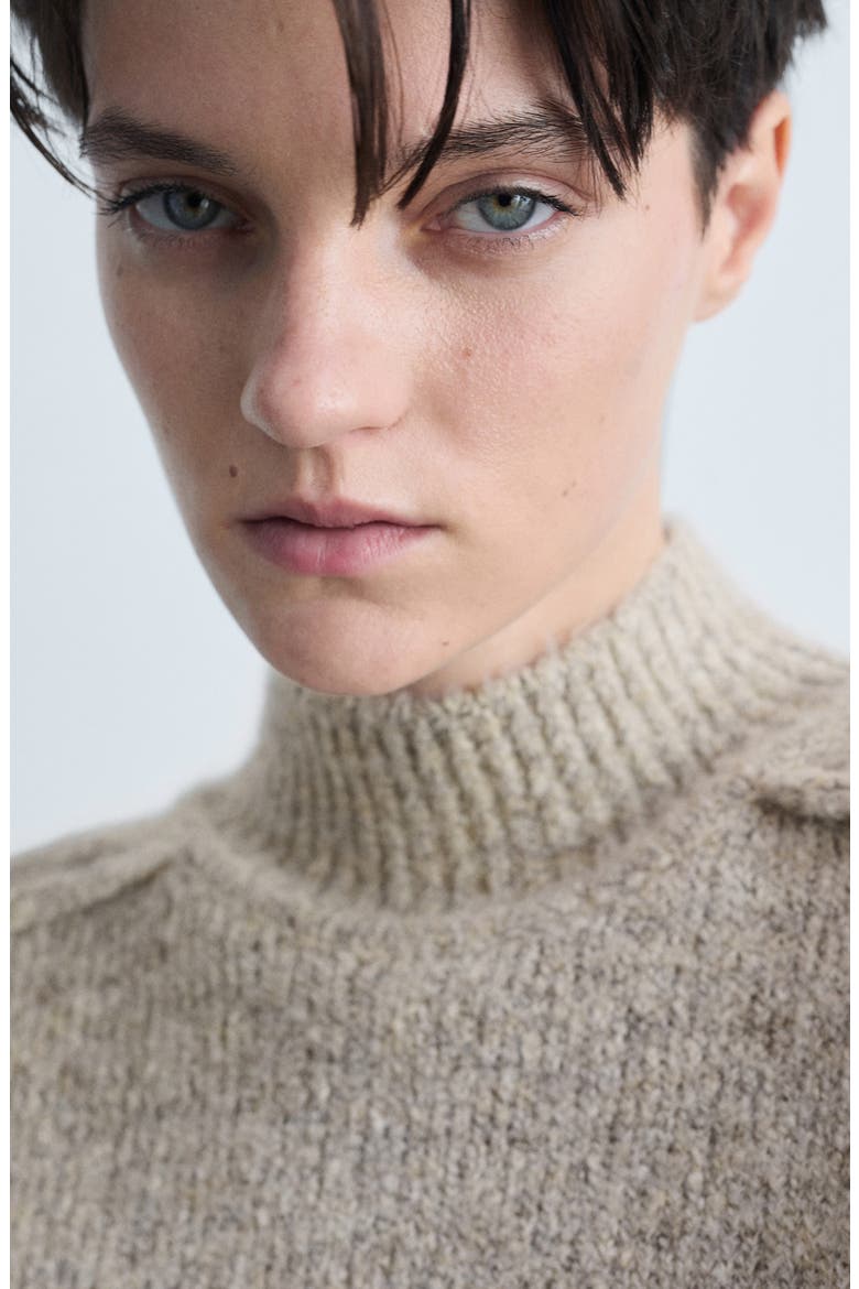 Perkins Mock Neck Sweater, Alternate, color, SAND