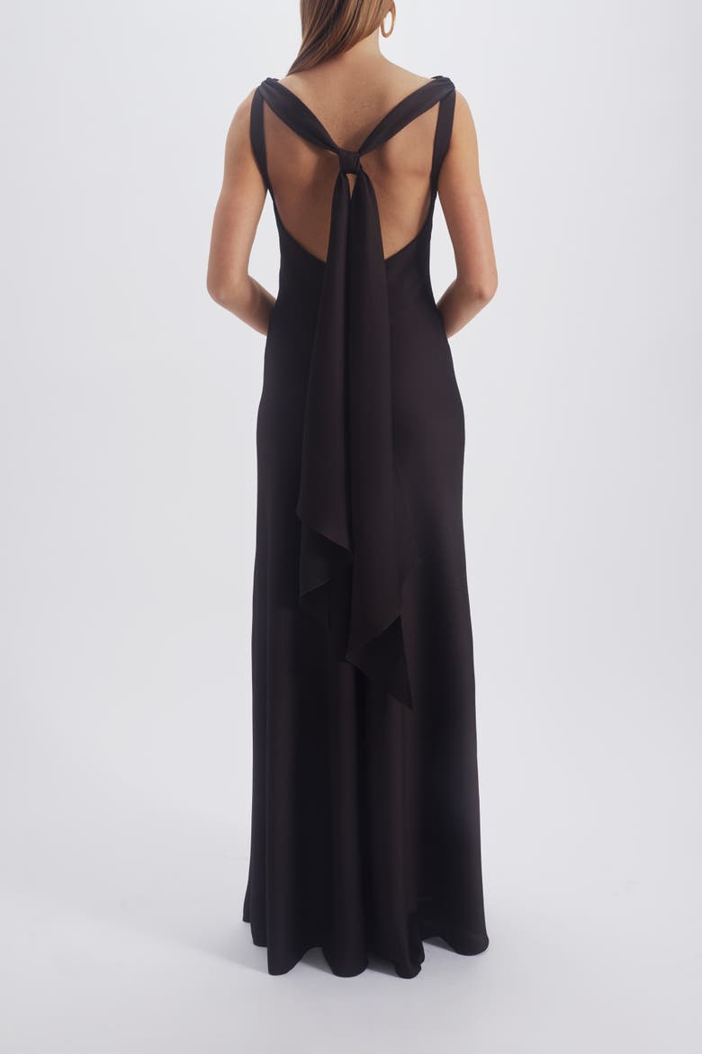 Bias Cut Streamer Dress, Alternate, color, Raisin