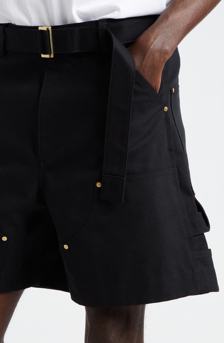 Sacai Carhartt WIP Belted Cotton Canvas Shorts, Alternate, color,