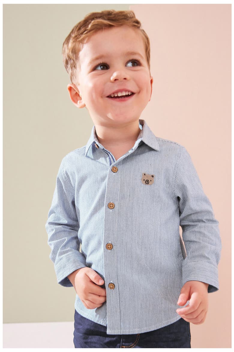 Kids' Stripe Oxford Button-Up Shirt, Alternate, color, GREY
