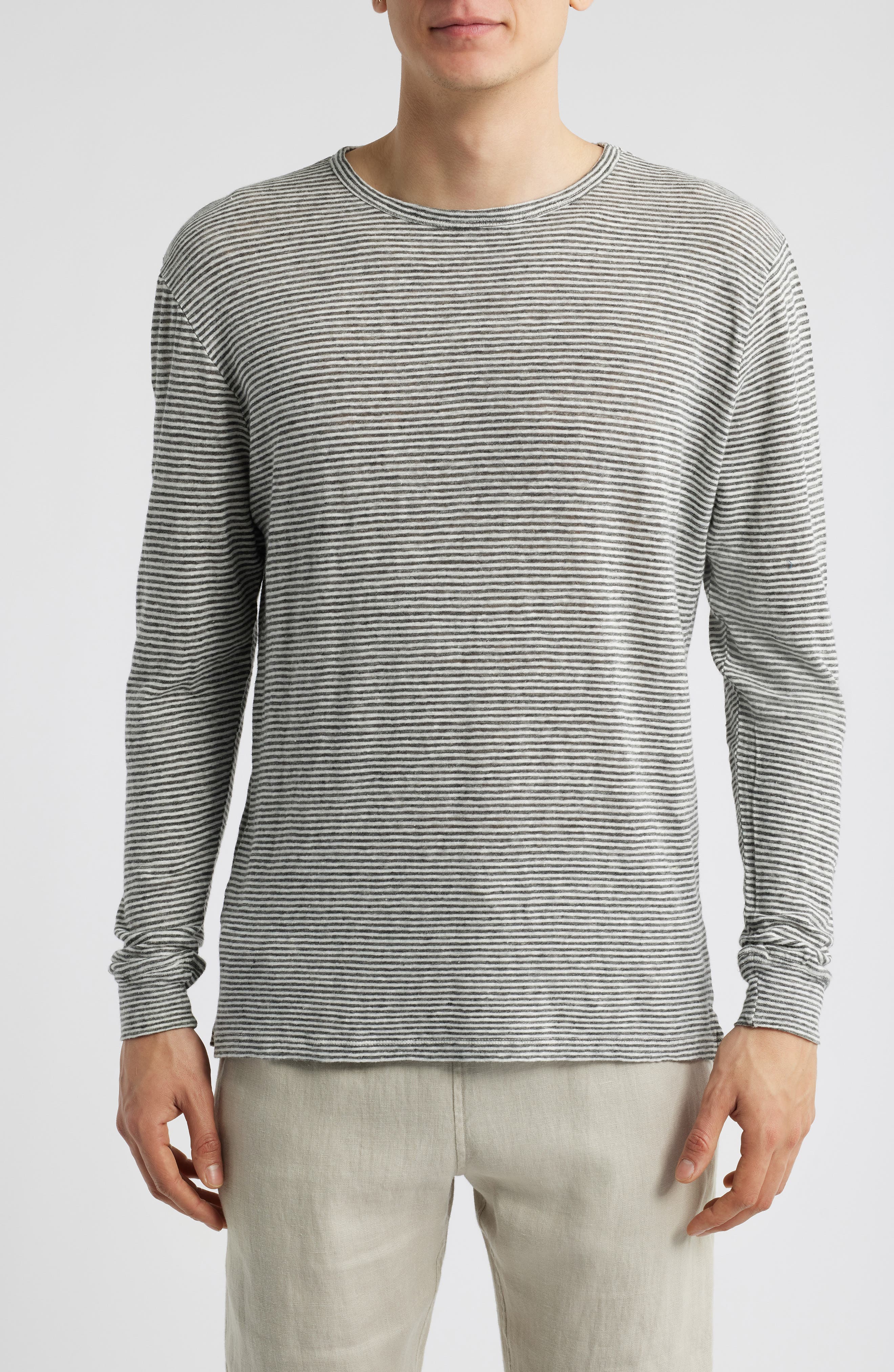 ALEX CRANE Sun Linen Long Sleeve T-Shirt in Lines 