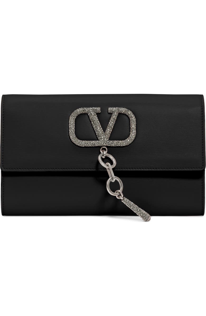 Valentino Garavani V-Case Leather Clutch, Main, color,
