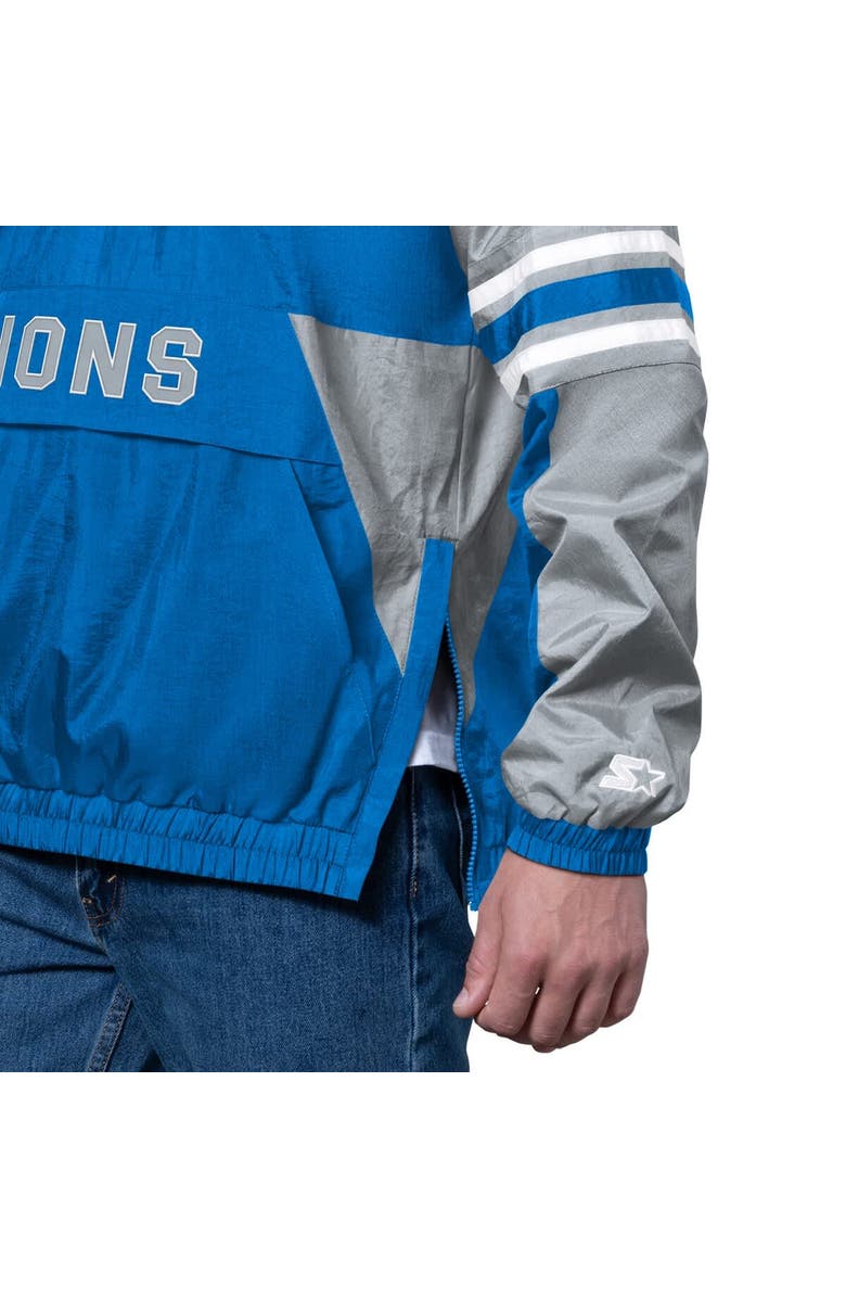 STARTER Men's Starter Blue Detroit Lions Prospect Half-Zip Pullover, Alternate, color, Blue
