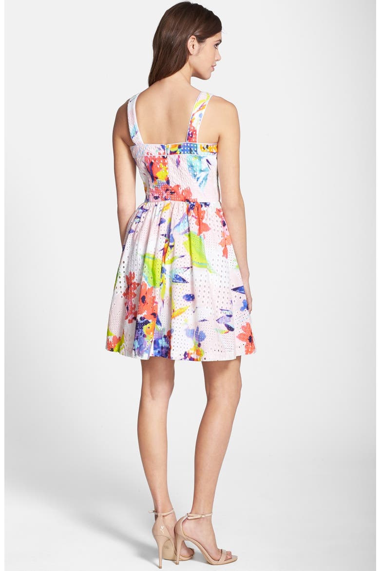 'Elin' Print Cotton Eyelet Fit & Flare Dress, Alternate, color, MULTI