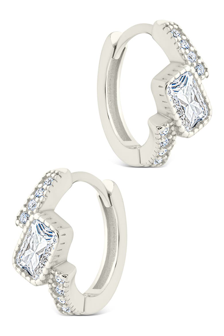 Maevyn Cubic Zirconia Huggie Hoop Earrings, Alternate, color, SILVER