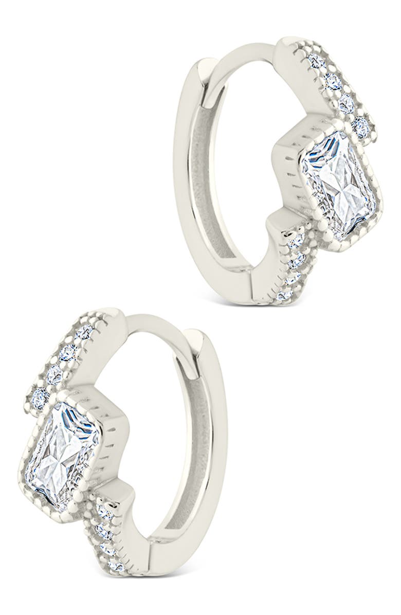 Sterling Forever Maevyn Cubic Zirconia Huggie Hoop Earrings, Alternate, color, Silver