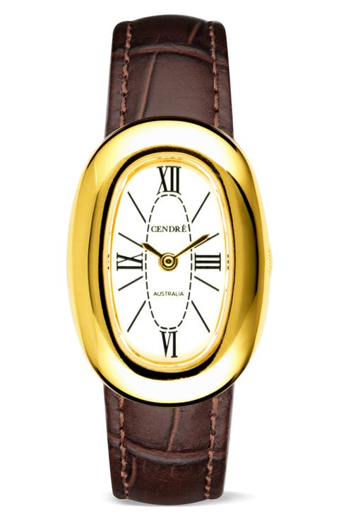 Bridgette Leather Strap Watch, 21 x 30mm